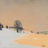 Josef Stoitzner, Tree during snowmelt, c. 1921, mixed media on paper; framed
