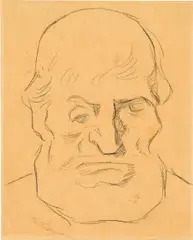 Head by Albin Egger-Lienz, c. 1918/19, black chalk on paper; framed, sold Jun 2024