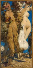 Alexander Rothaug, Bacchanal, oil on canvas on cardboard; framed