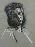 Josef Dobrowsky, Portrait of a woman, 1948, pastel on paper; framed