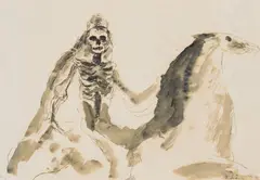 Wilhelm Thöny, Death on horseback, India ink, washed on paper; framed