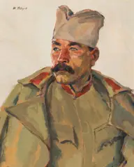 Wilhelm Thöny, Portrait of a soldier (Colonel A. Dini), 1916, oil on paper; framed