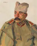 Wilhelm Thöny, Portrait of a soldier (Colonel A. Dini), 1916, oil on paper; framed