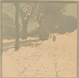 Carl Moll, Winter (Hohe Warte in Wien), 1903, colour woodcut on laid paper; framed