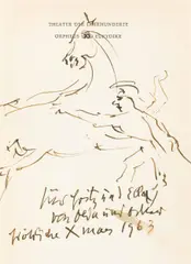 Oskar Kokoschka, Autograph, 1963, India ink on paper; framed