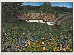 Carl Krenek, Bauernhof im Waldviertel, colour lithography on paper; unframed