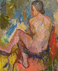 Lisl Engels, Seated female nude, 1938, oil on canvas; framed