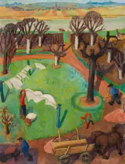 Eduard Bäumer, Orchard in Raunheim, c. 1924, oil on fibreboard; framed
