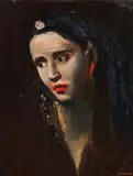 Josef Dobrowsky, Portrait of a woman, oil on plywood; framed