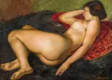 Arthur Brusenbauch, Reclining nude, oil on canvas; framed