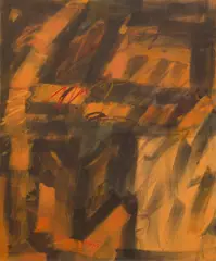 Josef Mikl, Figur mit erhobenem Arm, 1962/63, oil on canvas; framed