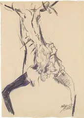 Günter Brus, Untitled ("Aktionszeichnung"), 1965, graphite on paper; framed