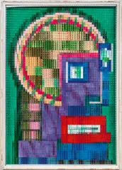 Marc Adrian, The Green Lady, 1974, reverse glass painting (edelite glass); framed