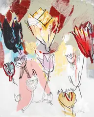 Wolfgang Stifter, Tulipimania I - Les fleurs des Recalcitrantes, 2016/2017, mixed media on canvas; unframed