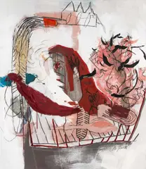 Wolfgang Stifter, Happy Birthday oder Kaiser Napoleon krönt sich selbst, 1992, mixed media on canvas; ungerahmt