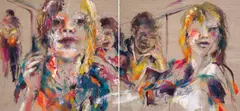 Lucia Riccelli, The New Journey (diptych), 2015/16, oil on canvas; unframed
