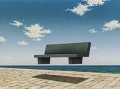 Gerhard Gepp, Schwebende Bank, 1985, acrylic on canvas
