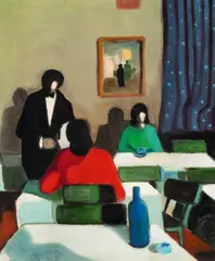 Robert Hammerstiel, Im Café, 1983, oil on canvas; framed