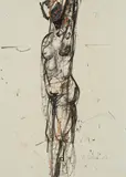 Hans Staudacher, Nude, watercolour on paper; framed