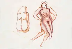Birgit Jürgenssen, Untitled (from the cycle: Slave of the Heart), 1983, mixed media on paper; unframed (in temporary frame)