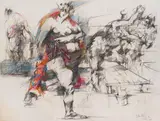 Fritz Martinz, Four female nudes, 1970, mixed media on paper; unframed