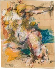 Fritz Martinz, Female nude, 1970, mixed media on paper; unframed