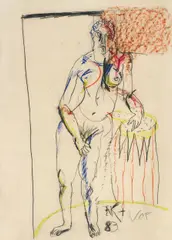 Karl Anton Fleck, Untitled, 1983, mixed media on paper; framed
