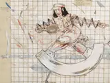 Peter Sengl, Tennishaltungshilfen für Arme und Beine. Gewürzwiege für Tennisfan., 1978, mixed media on paper; framed