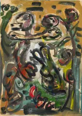 Siegfried Anzinger, Untitled, 1980, mixed media on cardboard; framed