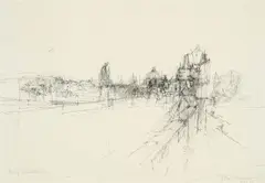 Peter Kubovsky, Prag, Karlsbrücke, 1982, India ink on paper; framed