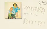 Maria Lassnig, Autograph: Maria Lassnig, India ink on paper; framed