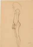 Gustav Klimt, Standing Nude Girl in Profile Facing Left (Study for "Die Leiden der schwachen Menschheit" - Beethoven Frieze)