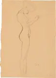 Gustav Klimt, Standing Nude Facing Right (Study for the "Poesie" - Beethoven Frieze)