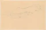 Gustav Klimt, Nude Lying on her Stomach Facing to the Right (Study related to "Wasserschlangen II", 1904-1907), 1905/06, blue colour pencil on paper; framed