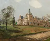 Carl Moll, Villa Taussig at the foot of the Küniglberg in Vienna-Hietzing, 1895, oil on panel; framed