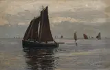 Alfred Zoff, Marine Concarneau (Bretagne), oil on canvas on cardboard; framed
