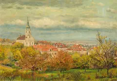 Auguste Doll, View from the Kaasgraben church, oil on canvas; framed