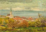 Auguste Doll, View from the Kaasgraben church, oil on canvas; framed