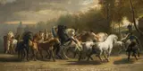 Rosa Bonheur Circle of, the horsemarket, oil on canvas; framed