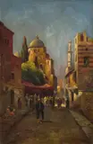 Karl Kaufmann, Oriental street scene, oil on canvas; framed