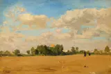 Leopold Carl Müller, Landscape near Cairo, oil on cardboard on canvas; framed