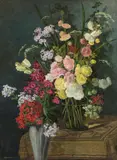 Walter Stoitzner, Flower piece (hollyhocks), 1915, oil on canvas; framed