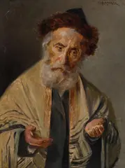 Franz Obermüller, Portrait of a rabbi, oil on cardboard; framed