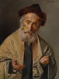 Franz Obermüller, Portrait of a rabbi, oil on cardboard; framed