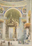 Martin del Don, Rome, view into St. Peter's Basilica, 1889, watercolour on paper; framed