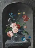 Franz Xaver Petter, Flower still life, gouache on paper; framed