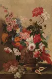 Karel van Vogelaer, Flowers in a pompous vase, oil on canvas; framed