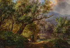 Adolf Kaiser, On the way home, 1842, oil on canvas; framed