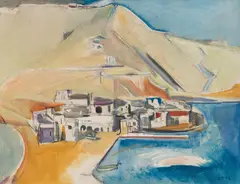 Anton Mahringer, Fishing village Sant' Angelo d'Ischia, 1952, oil on canvas; framed