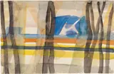 Carl Unger, Racecourse in Freudenau, 1952, watercolour on paper; framed